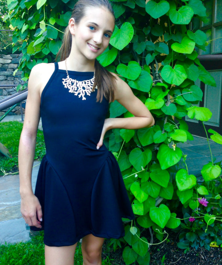 Day Dress Fit and Flare Skirt with Halter Top Noir