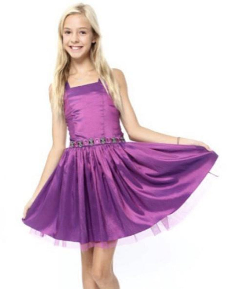 Bat Mitzvah Attendee Dress With Straps Purple Orchid 