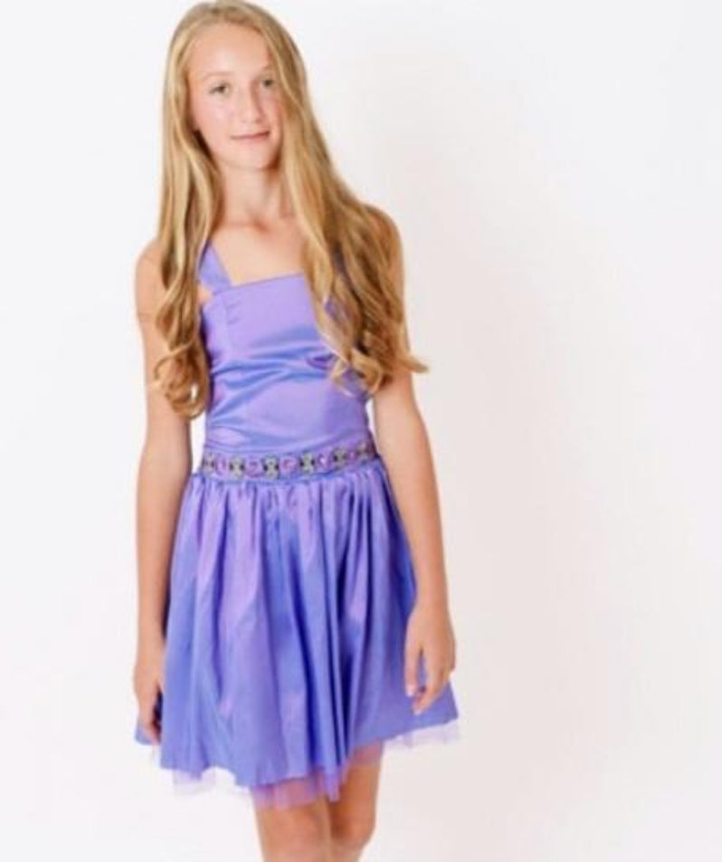 Bat Mitzvah Guest Taffeta Lauren Dress Purple Yam