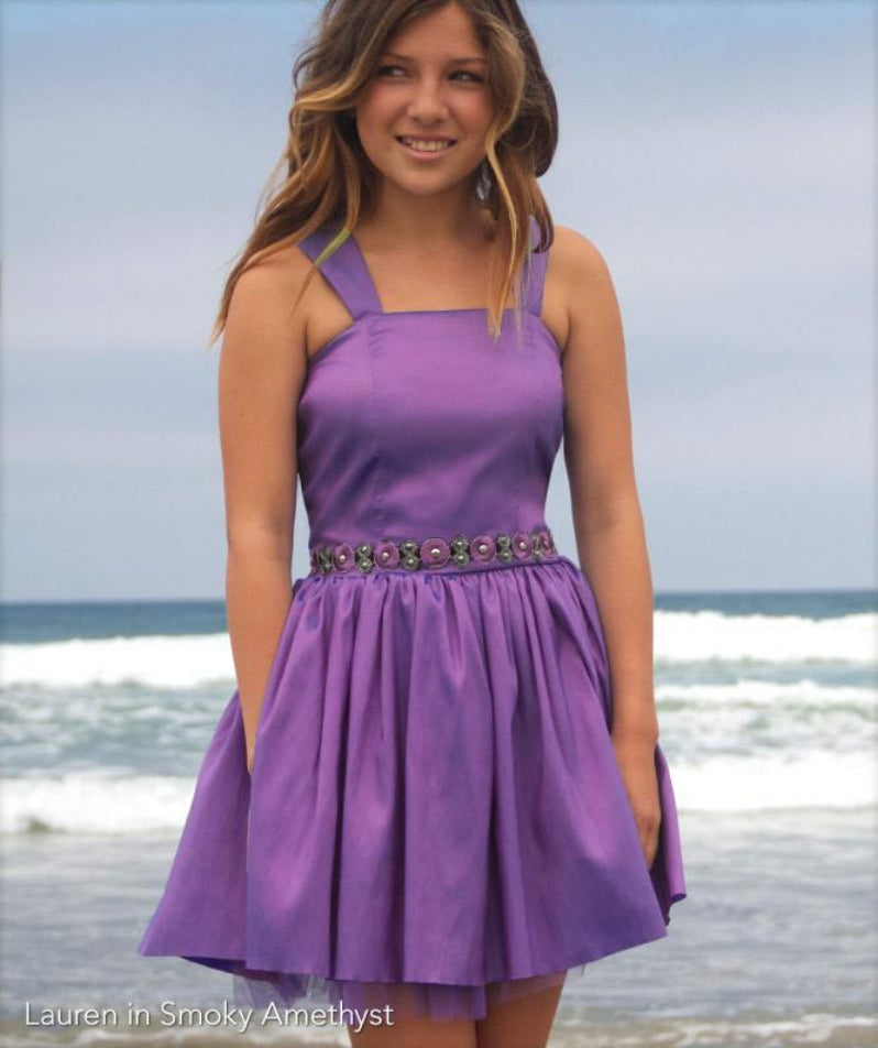 Bat Mitzvah Dress with Straps Amethyst 