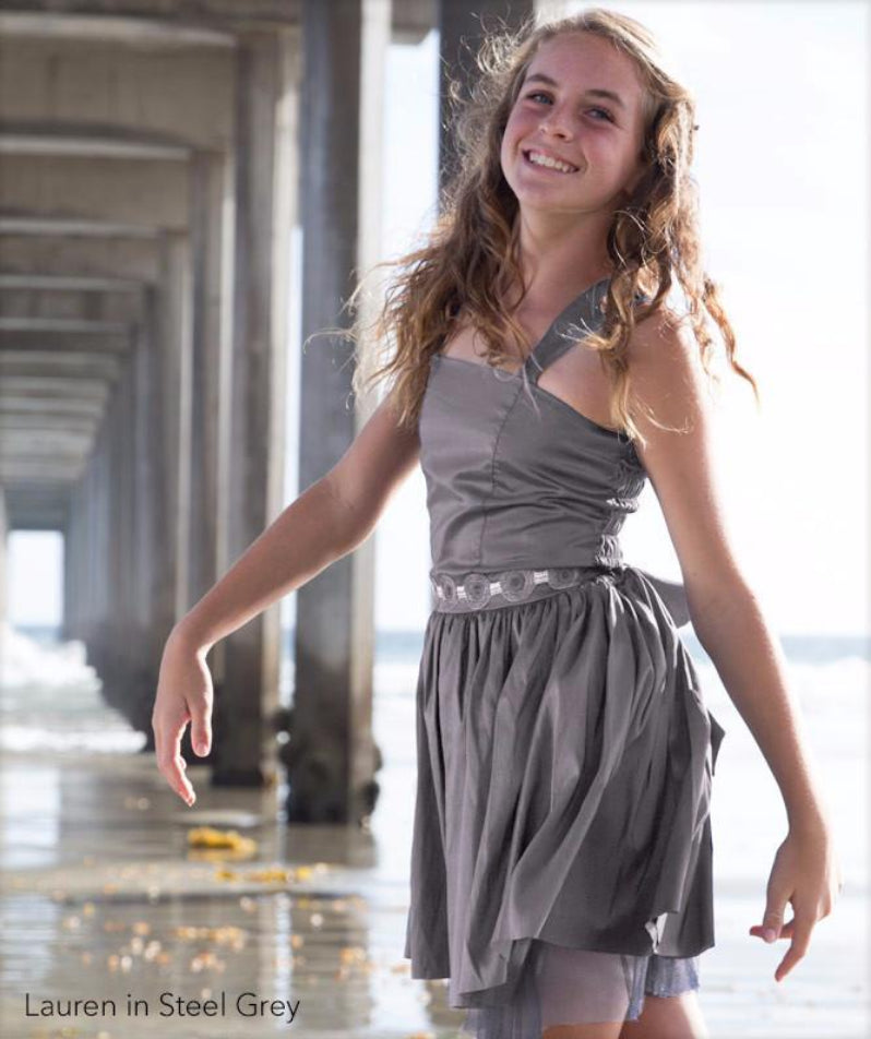 Bat Mitzvah Dress with Straps Graphite 