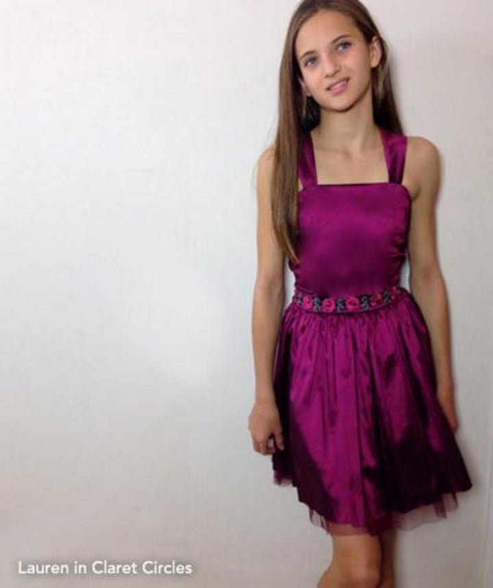 Bat Mitzvah Dress with Straps Claret Circles 